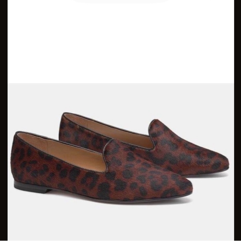 TRASK Brown and Black Leopard Calf Hair Loafers SZ 8.5M VGC $280